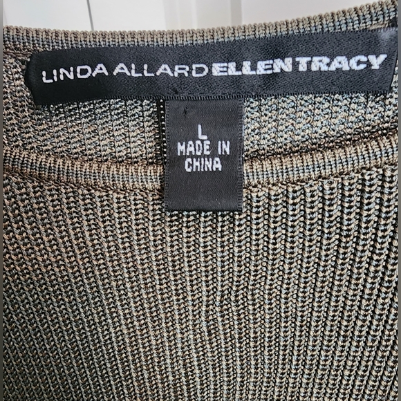 Linda Allard For Ellen Tracy Green Silk Knit Short Sleeve Top Large - Picture 3 of 6